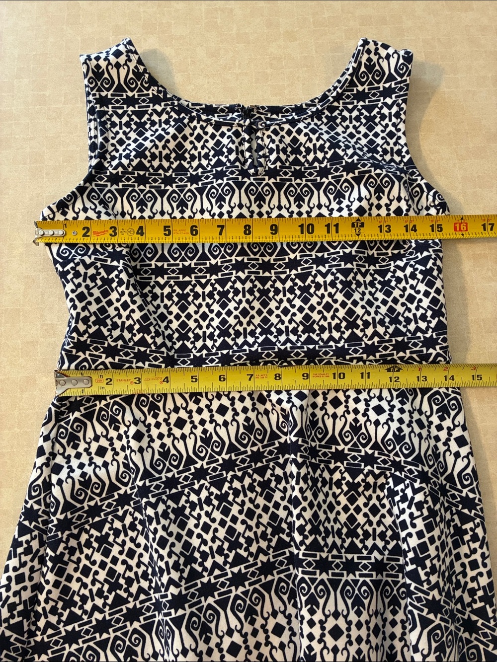 Talbots Navy and White Sleeveless Fit-and-Flare Dress - Picture 5 of 12
